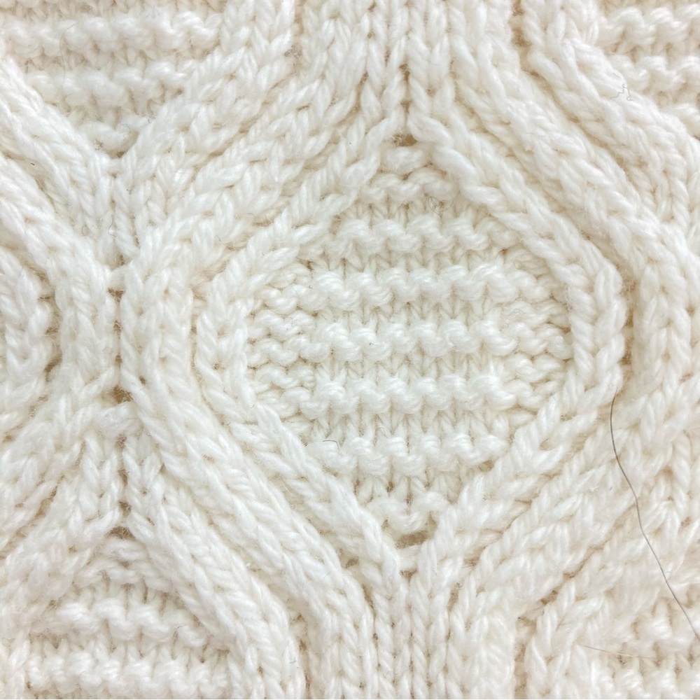 Talbots Cable Knit Funnel Neck Cotton Blend Sweater Off-White (Size XS) - Picture 4 of 9